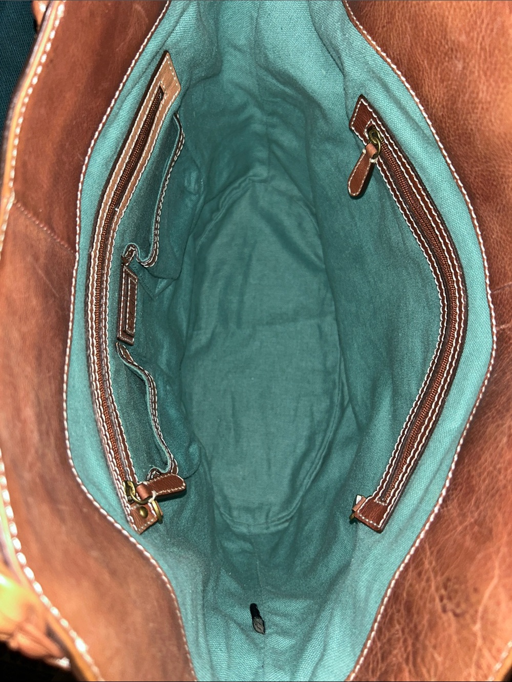 COLE HAAN Woven Straw LG Tote Bag with Braided Leather Handles - Brown & Natural - Picture 4 of 5